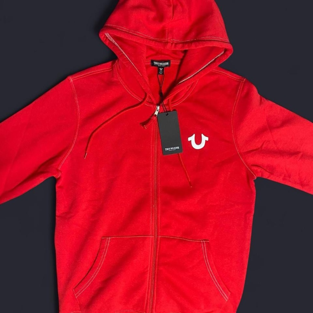 True Religion Red Zip-Up Hoodie